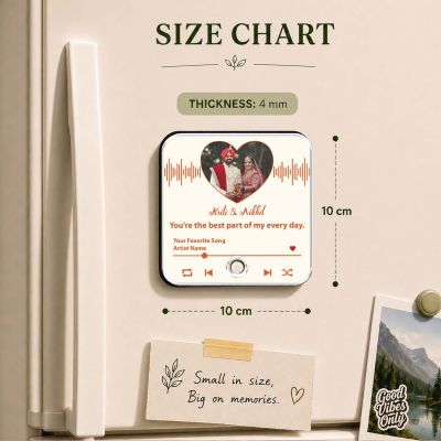 Wedding Gift for Couples Personalized Musical Fridge Magnet with Photo & Song Gift for Bride and Groom Memory Gift for Husband Wife